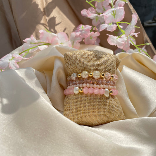 Rose Quartz Stack Bracelet - Handmade Bracelet | WristBliss